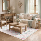Pink Rug Bow Floral Rug 3x5, Washable Boho Area Rugs Non Slip Low Pile Carpet - Image 8
