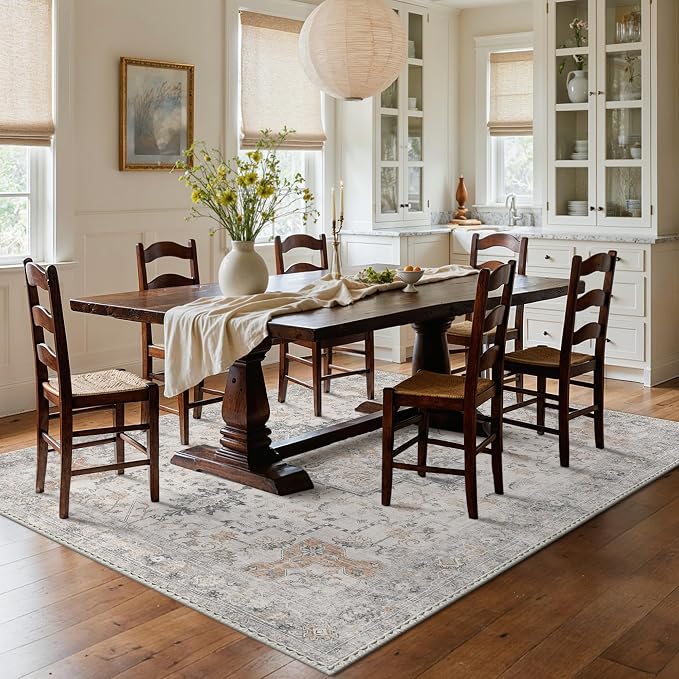 GENIMO 4x6 Area Rugs for Living Room, Machine Washable Low Pile Vintage Rugs - Image 8