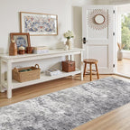 3X8 Washable Runner Rug for Hallway: Soft Neutral Modern Abstract Area Rug - Image 2