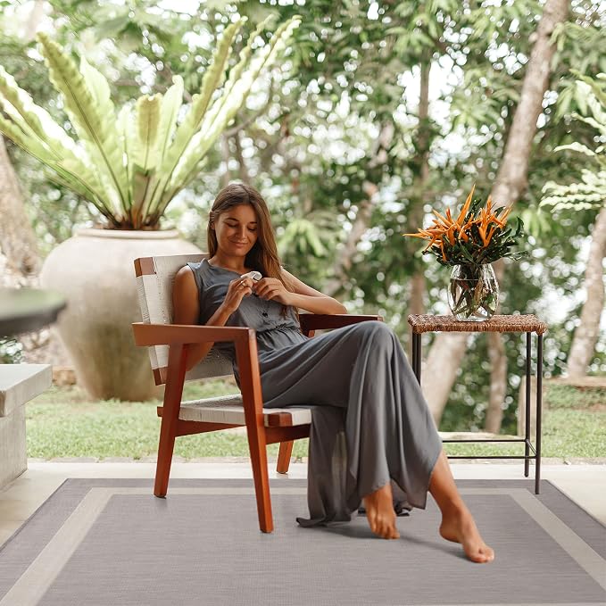 CAMILSON Outdoor Rug 9x12, Large Modern Outside Rugs - Image 8