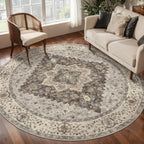 Tangsoo Vintage Round Rug 6ft, Washable Circle Rug, Non Slip Boho Round Area Rug by Tangsoo
