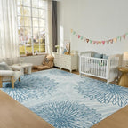 WITSHOCK 10x12 Washable Rug for Living Room, Modern Floral Distress Print - Image 4