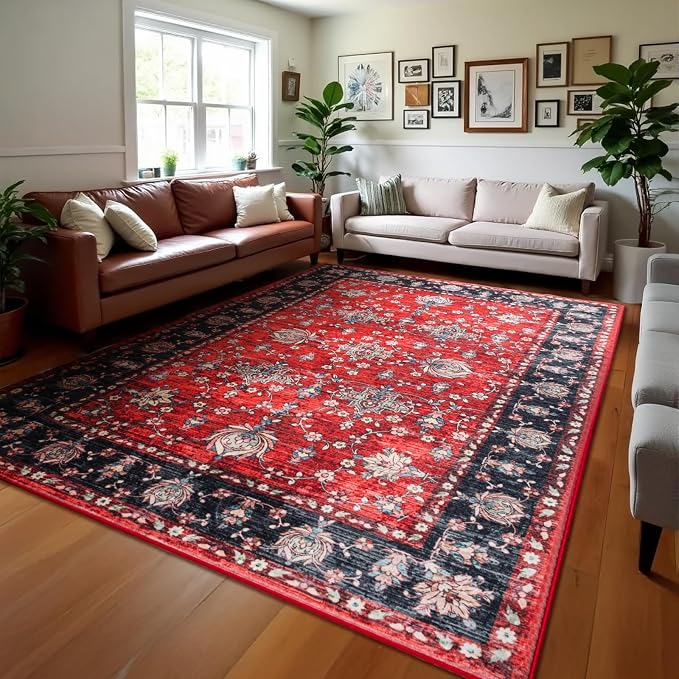 Area Rug for Living Room, 9x12 Machine Washable Non Slip Large Faux Wool Throw by Unknown