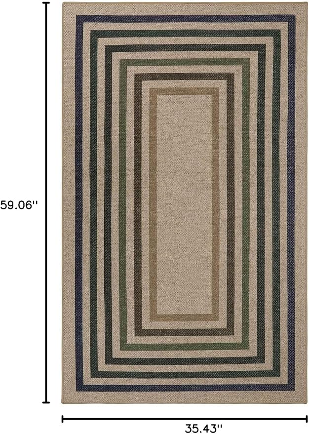 Lahome Modern Geometric Easy Jute Entryway Rug, 3x5 Washable Farmhouse Kitchen - Image 2