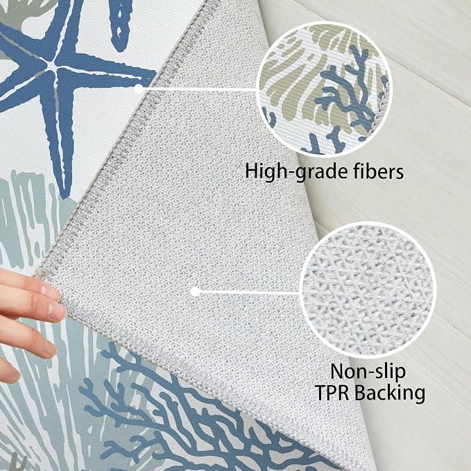 Tritard Coastal Area Rugs Nautical Beach Themed Non-Slip Machine Washable Rugs - Image 4