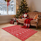 Lahome Christmas Rug 3x5 Red Washable Non Slip Small Area Rug Soft Low Pile - Image 8