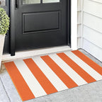 KOZYFLY Orange and White Striped Rug Doormat 2x3 Ft Halloween Fall Cotton Woven by KOZYFLY