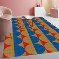 Modern Geometric Area Rug with 3D Layered Double Circle Texture Blue and Brown by Mamatong