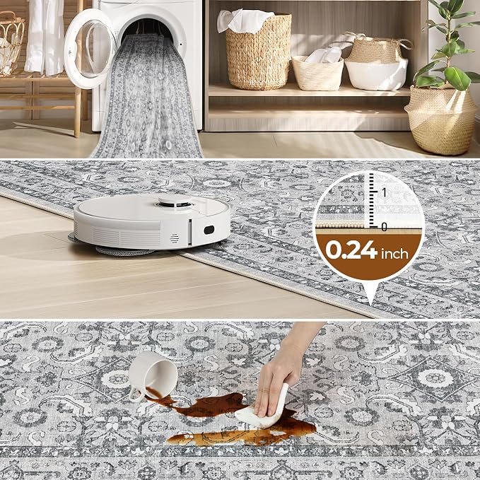 WITSHOCK Living Room Area Rugs 9x12: Soft Non-Slip Backing Washable Rugs - Image 7