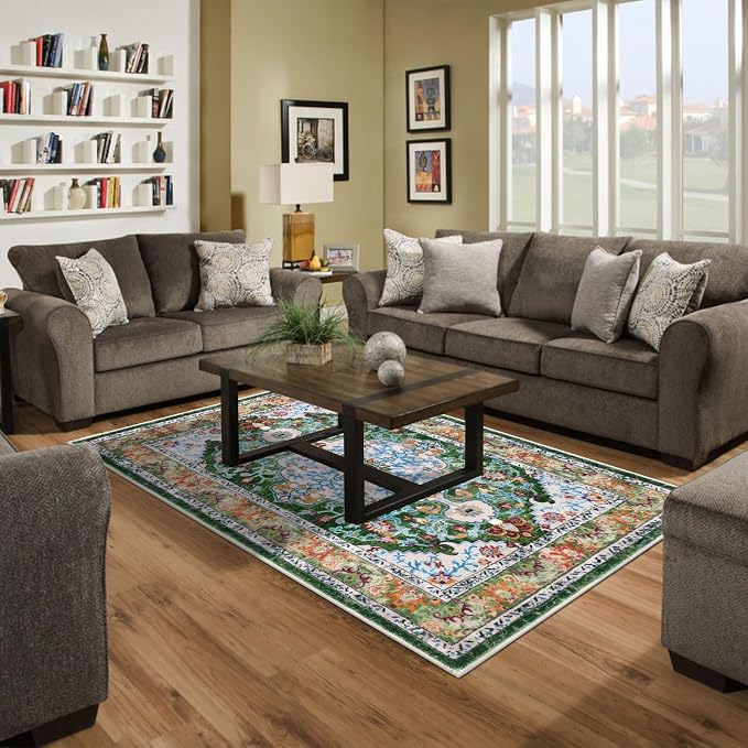 U'Artlines Boho Vintage Area Rug 3x5 Machine Washable Low Pile Soft Floor - Image 7