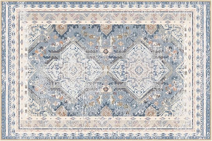 Phantoscope Washable Area Rug 4'x6' Non-Slip, Vintage Neutral Rugs - Image 3
