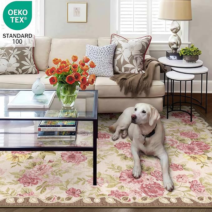 4x6 Machine Washable Area Rug for Living Room, Kids and Pets Friendly for - Image 3