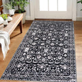 Vintage Floral 3x5 Rug, Thin Printed Faux Wool Low-Pile Kitchen Rugs Super Soft by lansny