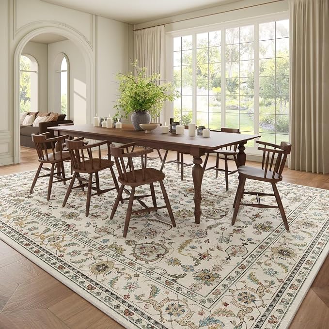 Washable 10x14 Area Rugs for Living Room, Boho Non-Slip Vintage Distress Large - Image 3