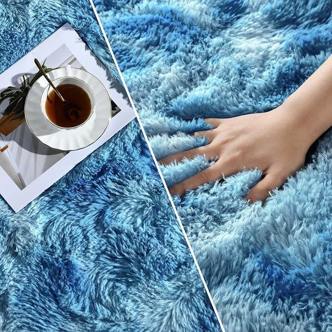 Large Shag Area Rugs 6 x 9, Tie-Dyed Plush Fuzzy Rugs - Image 3