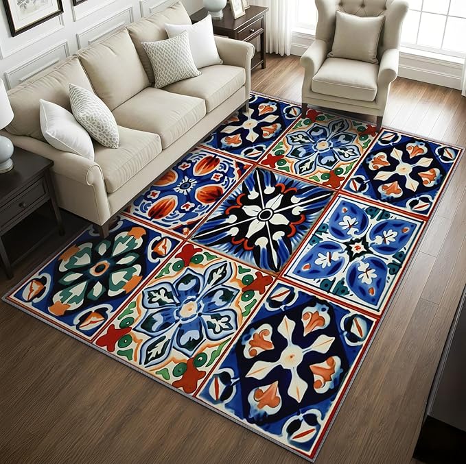 Moroccan Trellis Rugs 8x10 -Moroccan Tile Rug, 5x8 ft, Colorful Trellis Area Rug - Image 2