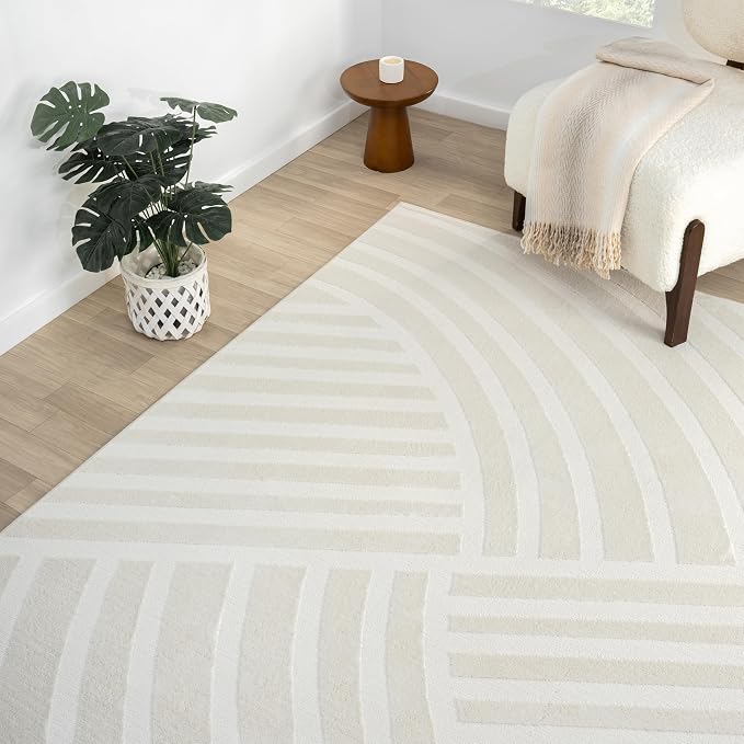 Abani Zen 5' x 8' Cream Rug – Neutral Modern Linear Pattern, Soft Area Rug - Image 8