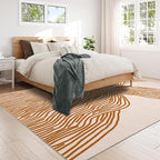 YIHOUSE Orange Rug for Living Room, 5×7 Modern Abstract Area Rug, Geometric - Image 3