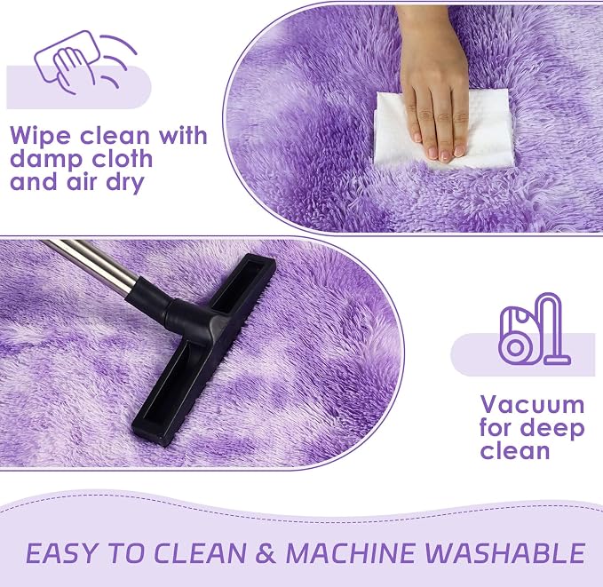 duduta Purple Plush Runner Rugs - Image 5