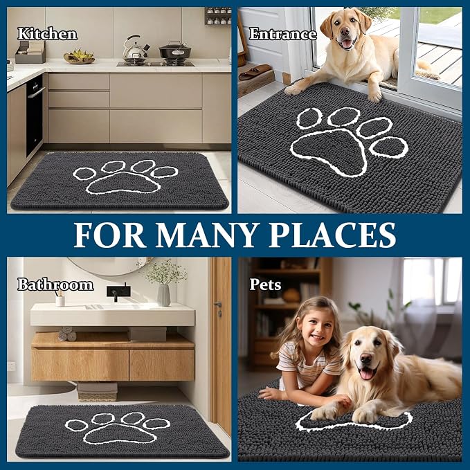 OLANLY Dog Door Mat for Muddy Paws 30x20, Paw Print Design, Absorbs Moisture - Image 8