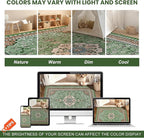Luxury 8' x 10' Green Washable Area Rugs, Boho Low Pile Easy Clean Non-Slip Rug - Image 7