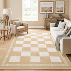 Vasofe Checkered Jute 5x7 Area Rugs, Washable Outdoor Patio Rug by VasofeSoftFluffyRugs