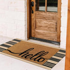 Striped Outdoor Front Door Mat 24"x51", Cotton Hand Woven Washable Black and - Image 3