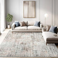 6x9 Abstract Area Rugs for Living Room 6 x 9 Washable Grey Pink Non Slip Low by Soalmost