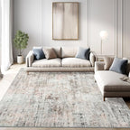 6x9 Abstract Area Rugs for Living Room 6 x 9 Washable Grey Pink Non Slip Low by Soalmost