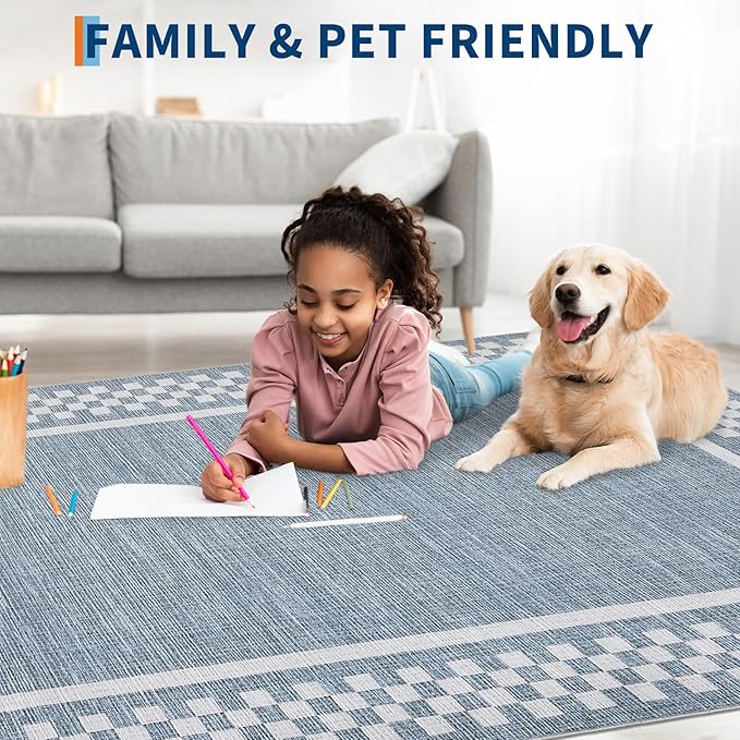 Washable Runner Rug 2x10 Modern Bordered Hallway Runner Rug Non Slip Kitchen - Image 3