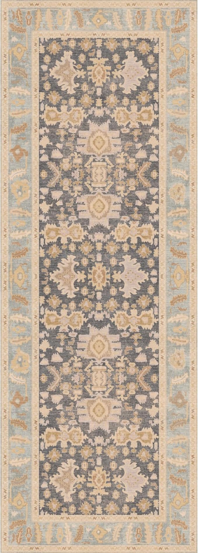 Kuden 2'6"x7' Runner Rug, Machine Washable Area Rug by KudenRugs