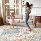 6x8 Area Rug Living Room: Washable Boho Large Neutral Vintage Soft Rugs Stain - Image 3