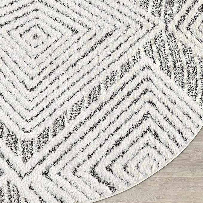 Antep Rugs Palafito 5x5 Geometric Shag Diamond High-Low Pile Textured Indoor - Image 4