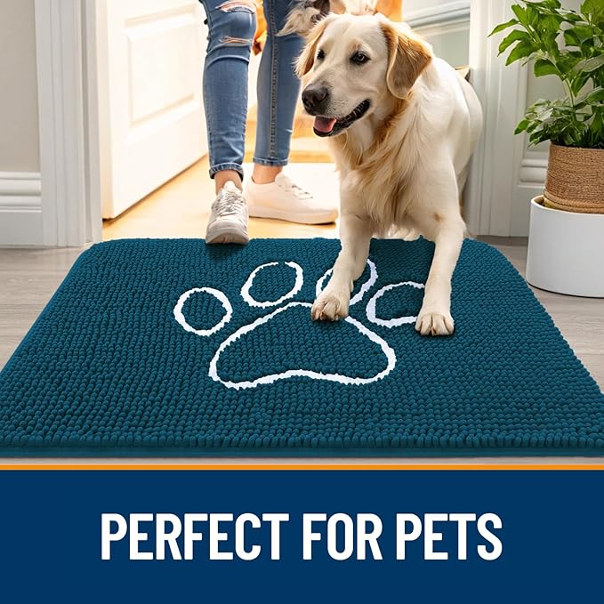OLANLY Dog Door Mat for Muddy Paws 24x16, Paw Print Design, Absorbs Moisture - Image 6
