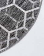 Rugs.com Lattice Trellis Collection Rug – 3 Ft Round Gray Low-Pile Rug Perfect - Image 10