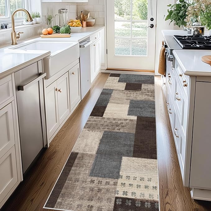 Modern Geometric Patchwork Indoor Runner Rug - Image 5