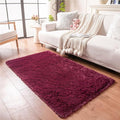 duduta Burgundy Plush Rugs for Bedroom 3x5 ft, Fluffy Shag Rug for Dorm Nursery by Duduta