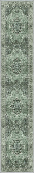 Area Rugs 2'6''x14' Washable Non-Slip, Floral Vintage Distress Print Pattern by RELEANY