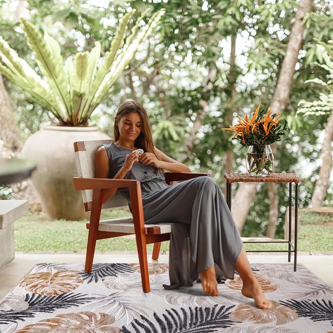 CAMILSON Indoor Outdoor Rug, Easy-Cleaning Non-Shedding Living Room, Garden and - Image 5
