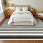 KOZYFLY Black and Beige Striped Rug 8x10 Ft Area Rug Washable Indoor Outdoor - Image 3