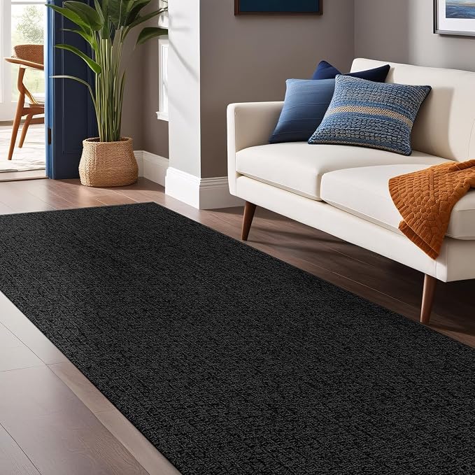 Easy Jute Rugs 2x7 Dark Gray Color Living Room Indoor Outdoor Runner Rug - Image 3