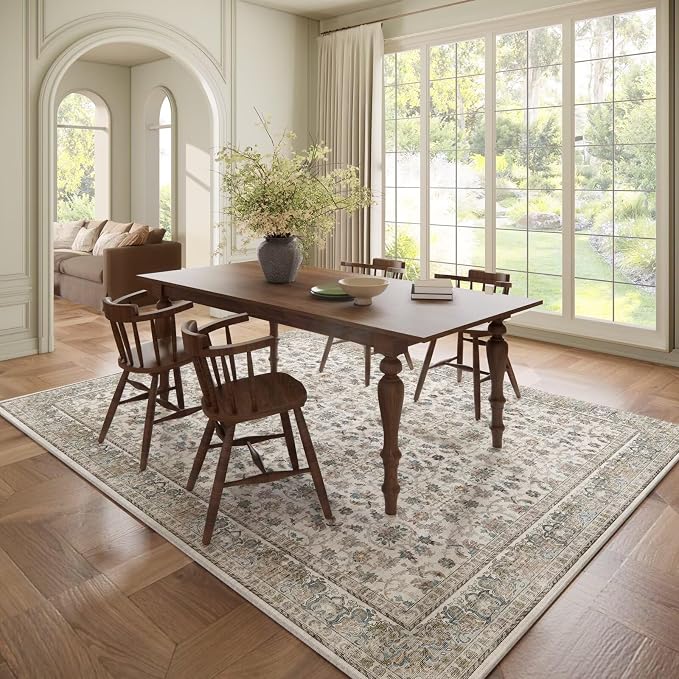 Washable 6x9 Area Rugs for Living Room, Boho Non-Slip Vintage Distress Large - Image 3