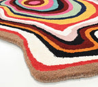 Irregular Shaped Handmade Wool Rug | Modern Colourful Stripe Premium Area Rug - Image 3