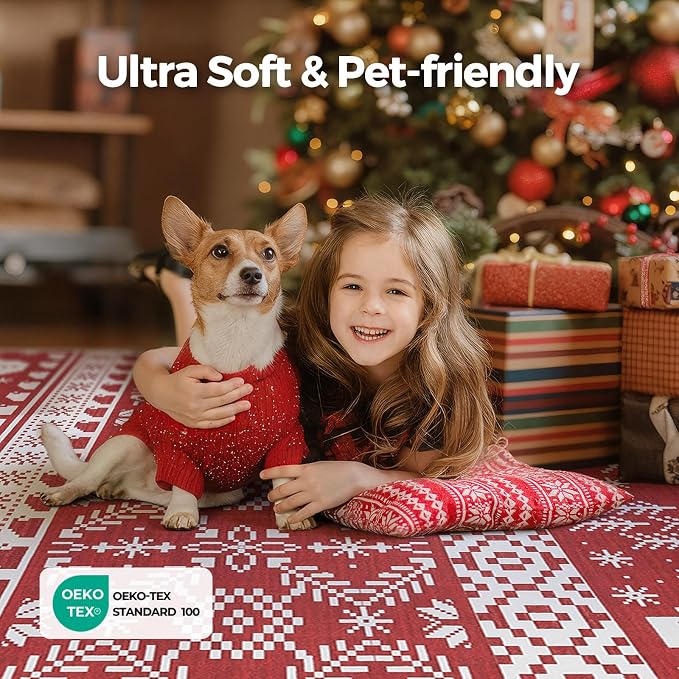 WITSHOCK Christmas Area Rugs for Living Room: 5x7 Stain Resistant Non-Slip - Image 7