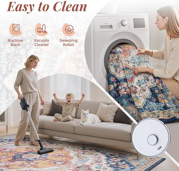 tchdio 3x5 Bedroom Area Rug, Non Slip Washable Entryway Rug Indoor, Soft Low - Image 5