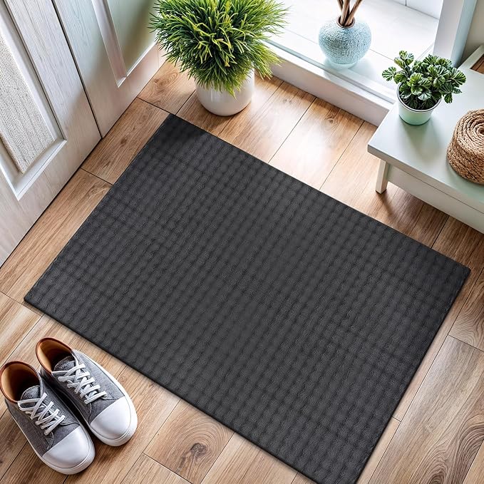 CAMILSON Modern Dark Gray Non Slip Door Mat Rug 2x3 Ultra Soft High Pile - Image 4