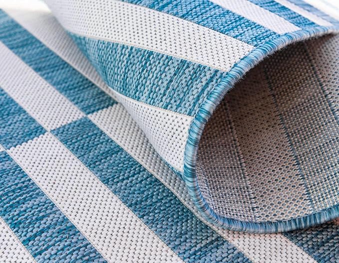 Unique Loom Outdoor Striped Collection Area Rug - Image 5