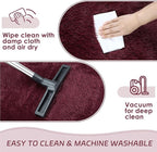 duduta Burgundy Plush Round Rug 4x4 ft, Fluffy Shag Rugs - Image 5