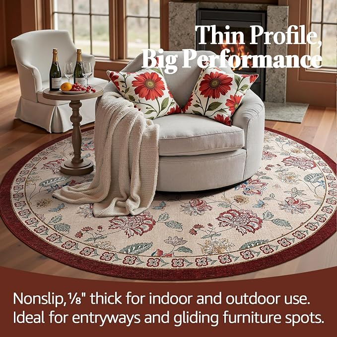 jinchan Elora 6ft Floral Round Rug - Image 4