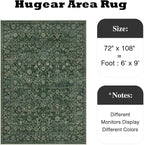 HUGEAR 6x9 Machine Washable Rugs Dark Green Hallway Large Area Rug Indoor - Image 2